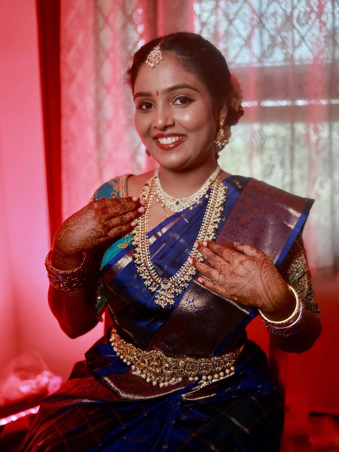 Traditional bride in magenta with a polished radiant finish